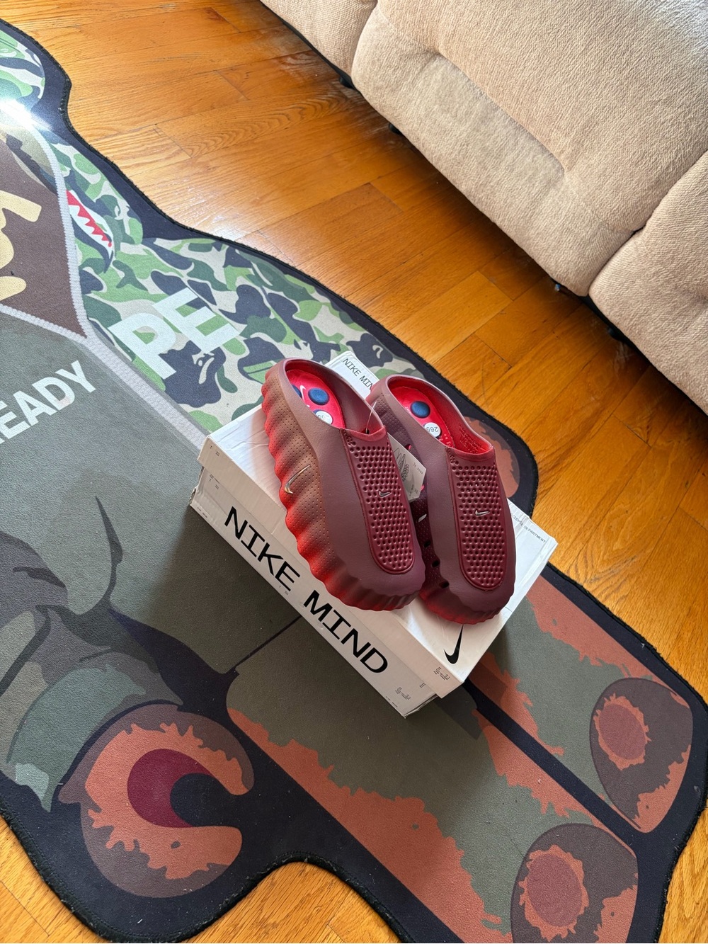 Nike Kids Burgundy Slip-On Clog Sandals